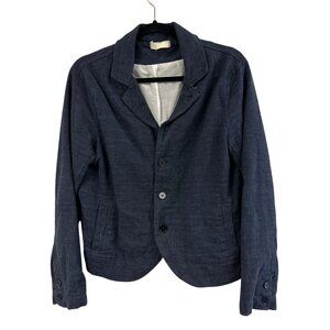 Cp Shades Navy Blue Blazer Jacket Cotton Silk Lined Size Small Womens Lagenlook